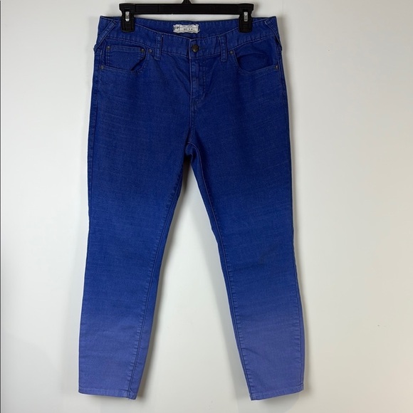Free People Dip Dye Ombre Skinny Jeans Cropped Blue Size 30 - Picture 2 of 8